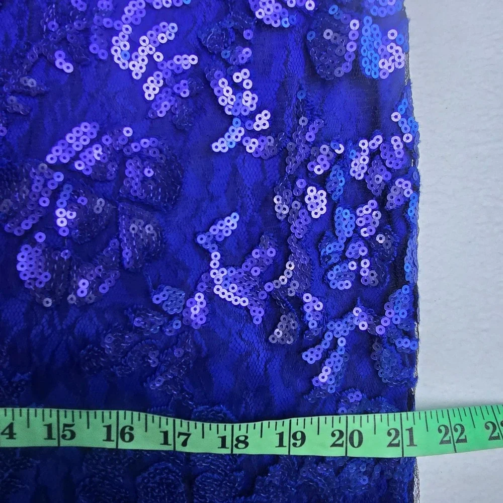 Tadashi Shoji Paillette Embroidered Lace Sheath Royal Blue Sequin Dress‎ 14